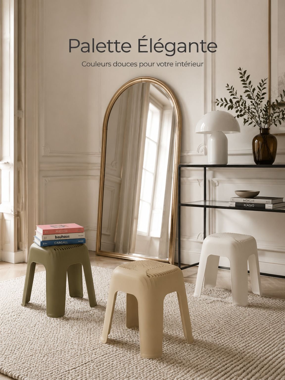 Petit siège empilable en plastique pour un usage quotidien