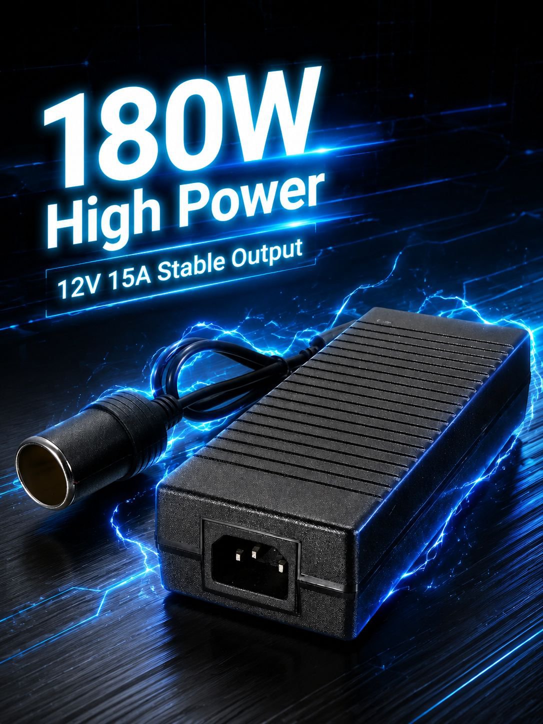 Japanese standard AC/DC converter adapter, 12V 15A 180W, suitable for household and vehicle use. Sup