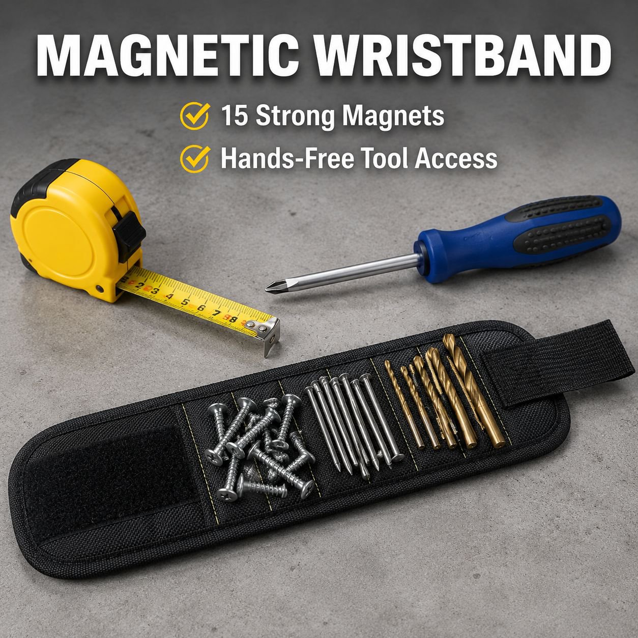 Magnetic Wristband for Electricians, Strong Magnet Tool Holder for Screws
