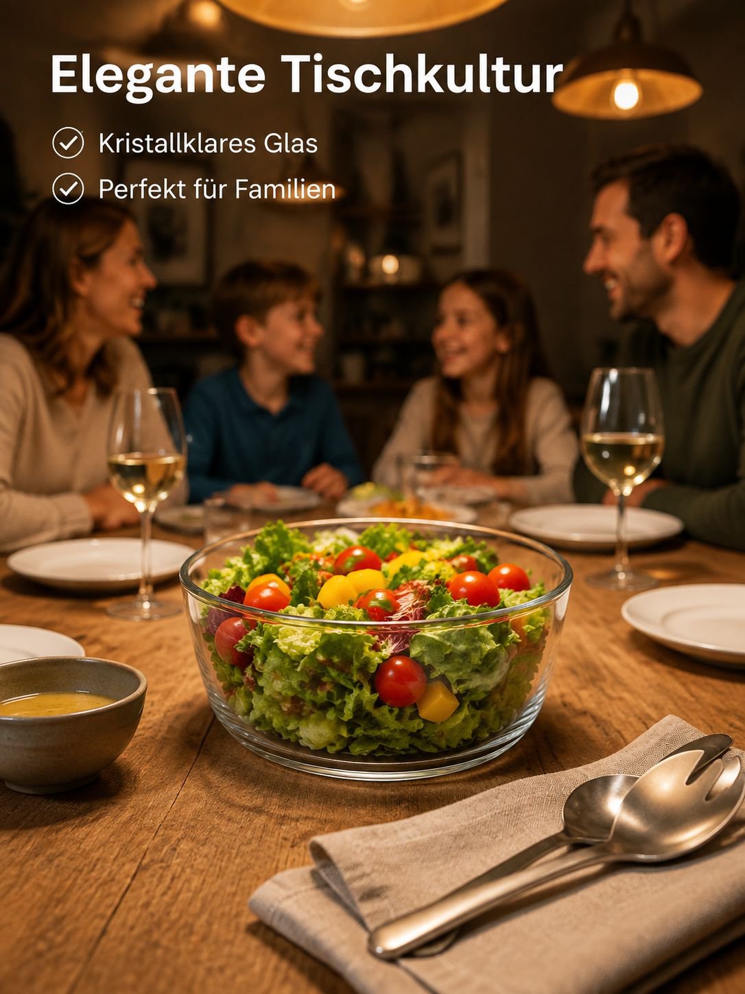 Transparente Salatschüssel aus Glas