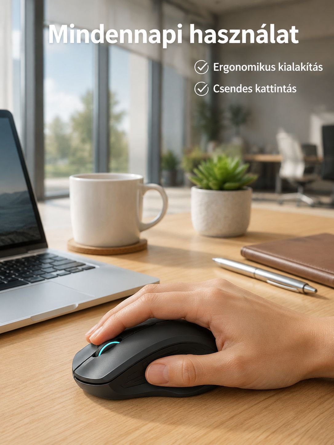 Bluetooth vezeték nélküli egér, csendes, újratölthető, játékhoz és mindennapi használatra