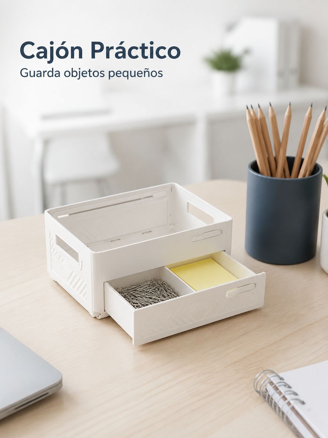 Caja organizadora de escritorio extensible con cajón