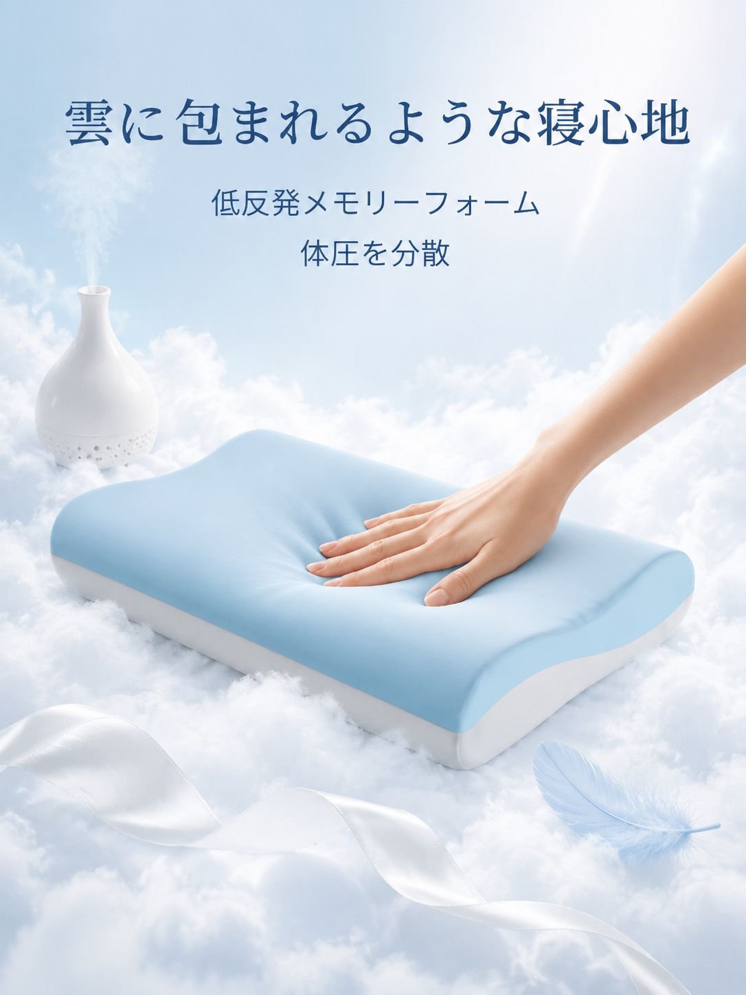 圧迫感ゼロ・深い眠りへ導く快眠枕