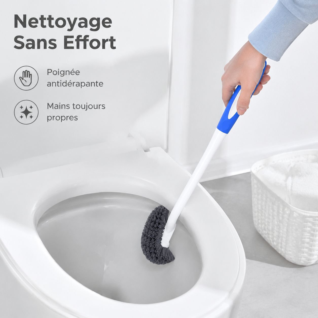 Nouvelle brosse de toilette sans angle mort pour la maison