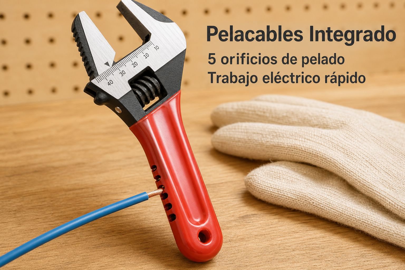 Llave ajustable de boca grande de acero completo con mango corto