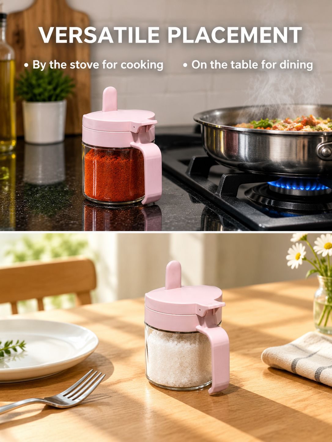 Food grade plastic spice jar for salt pepper and seasoning storage