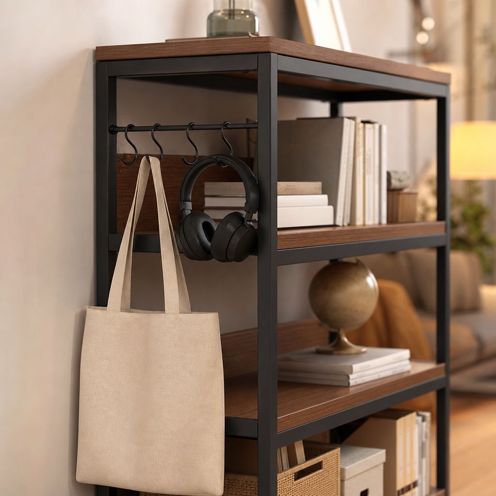Household Multi-Layer Floor Bookshelf Against the Wall Storage Rack