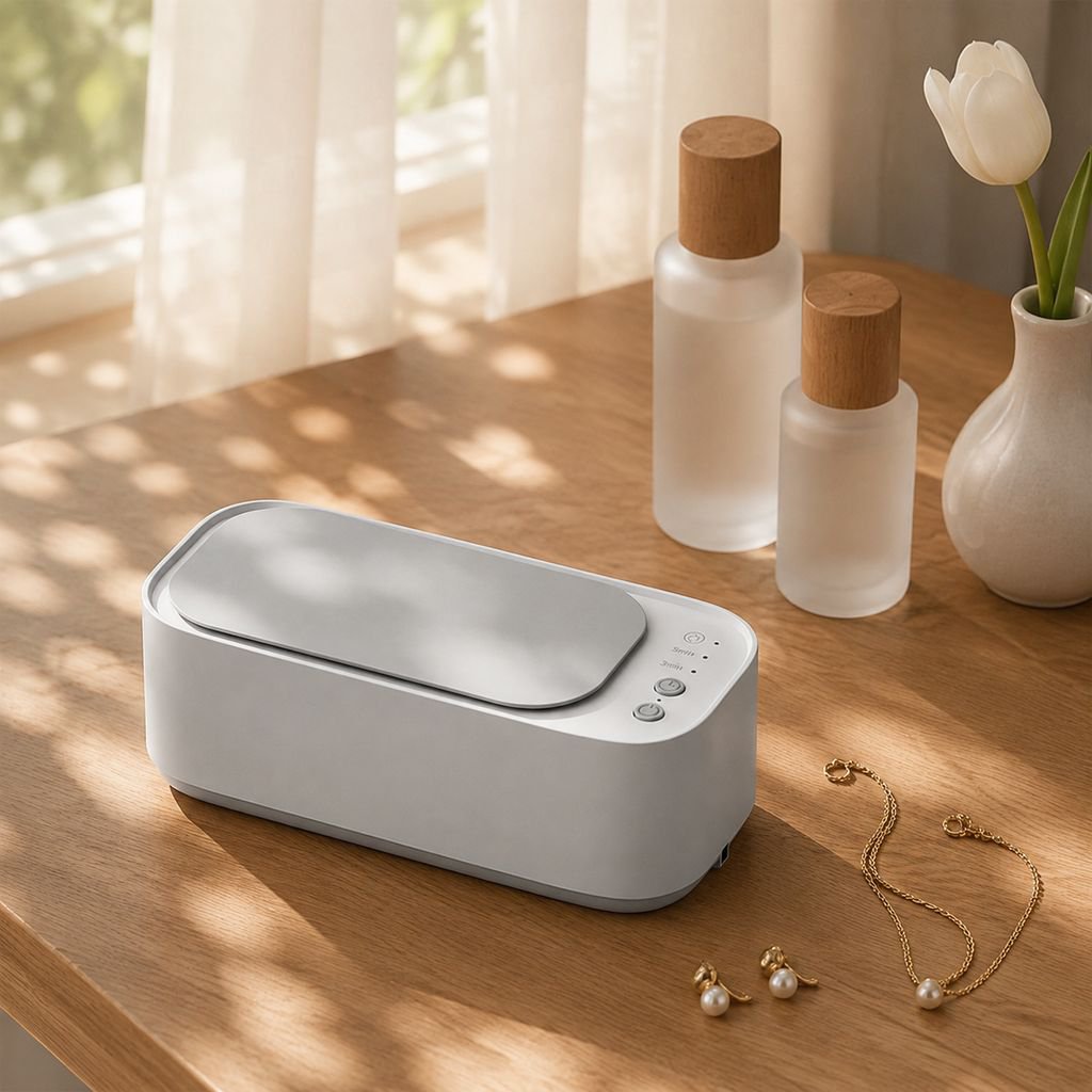Portable household ultrasonic cleaner with timer