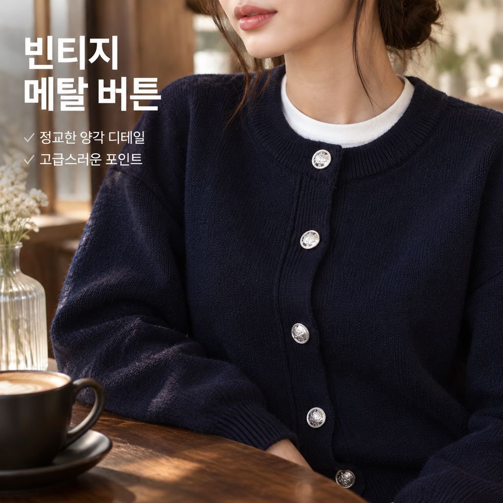 여성용 무지 루즈핏 니트 가디건