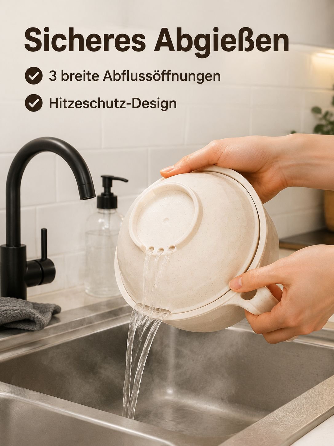 Großes Instant-Nudel-Schüssel-Set aus Weizenstroh