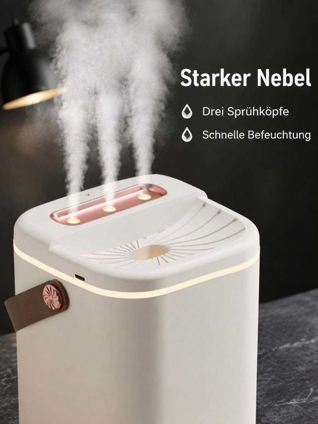 Luftbefeuchter mit Nachtlicht, mehreren Düsen und großem Fassungsvermögen