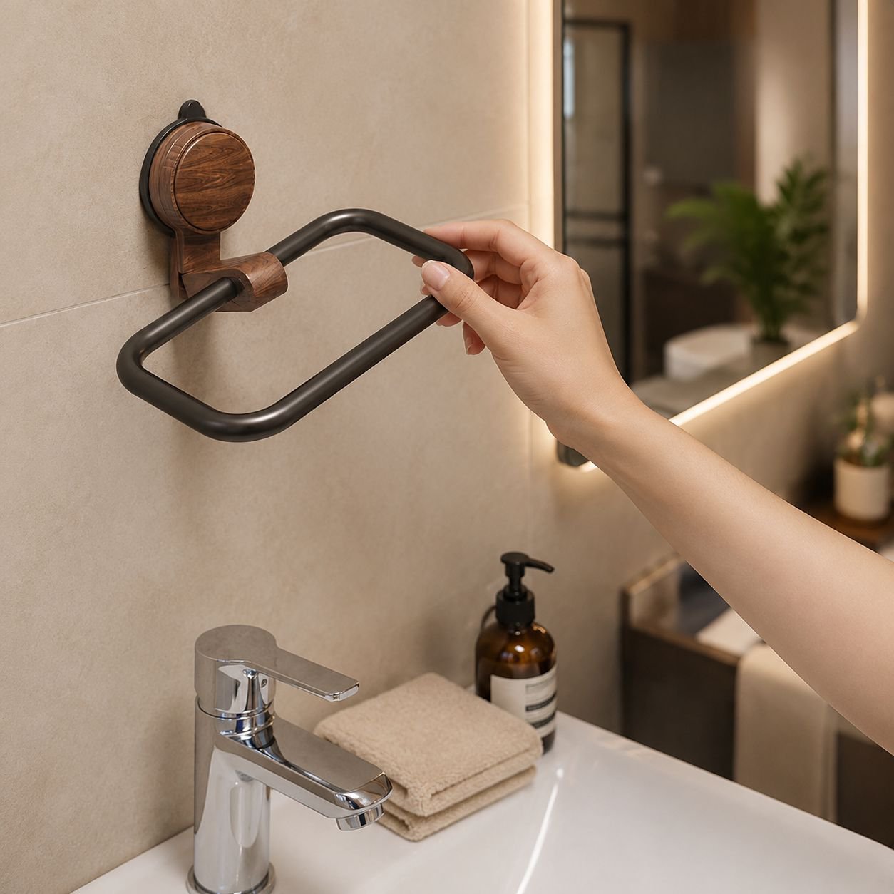 Nordic Style Walnut Towel Hanger