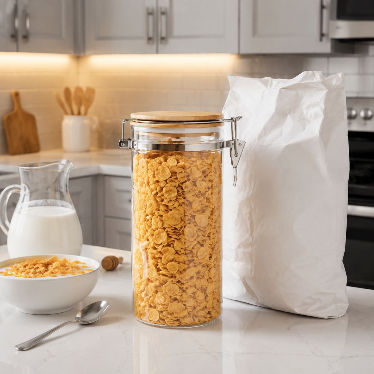 Large Transparent Glass Jar for Tea and Grains Storage