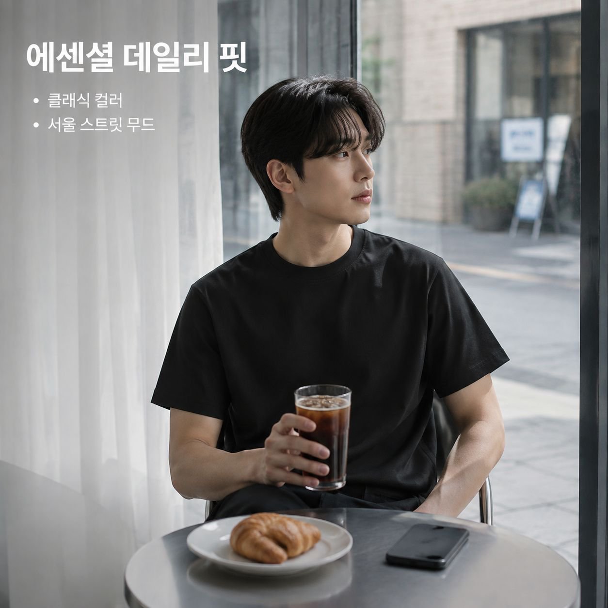 남성용 순면 라운드넥 티셔츠