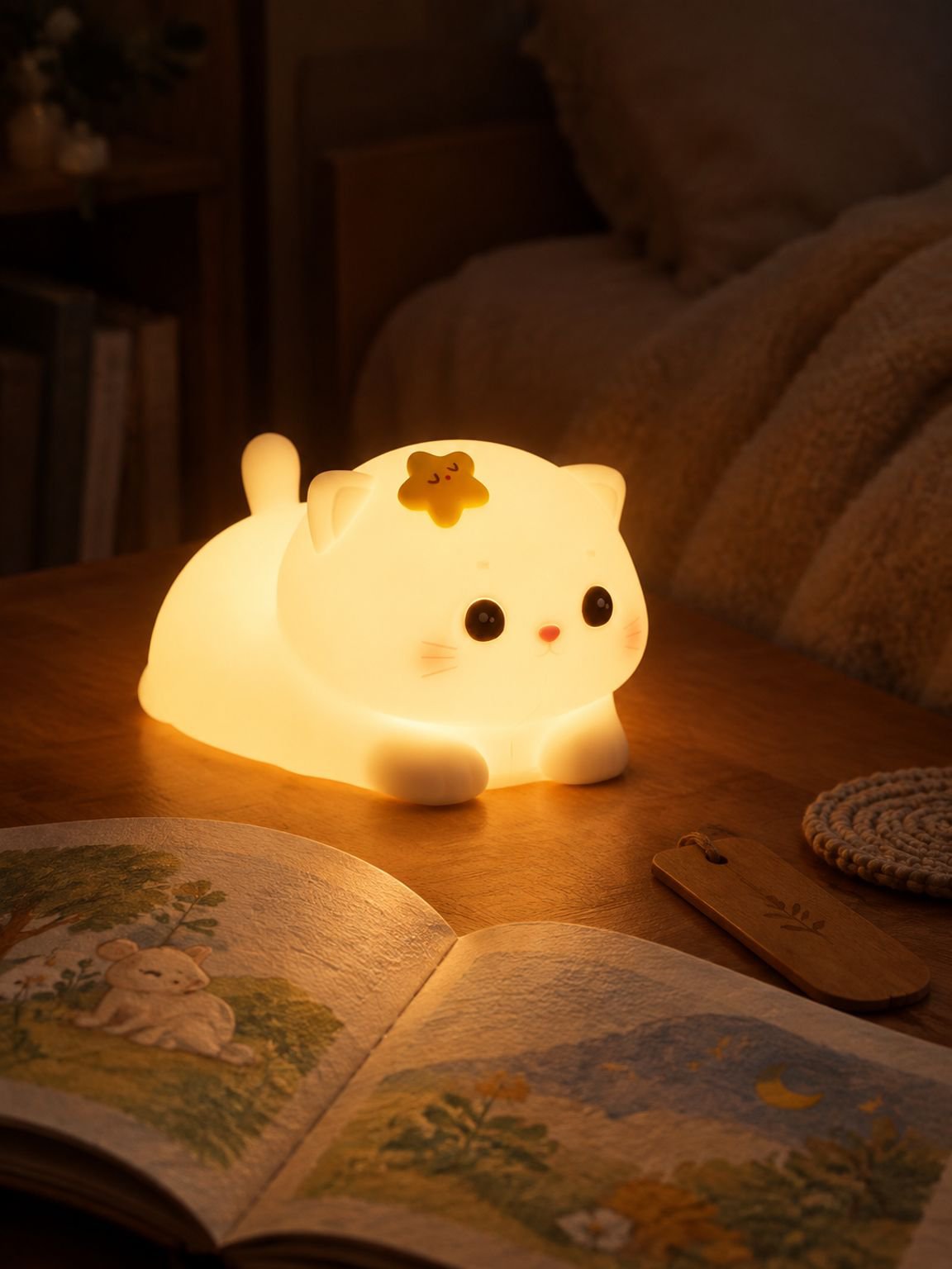 デスク上のインテリアとしての猫ランプ