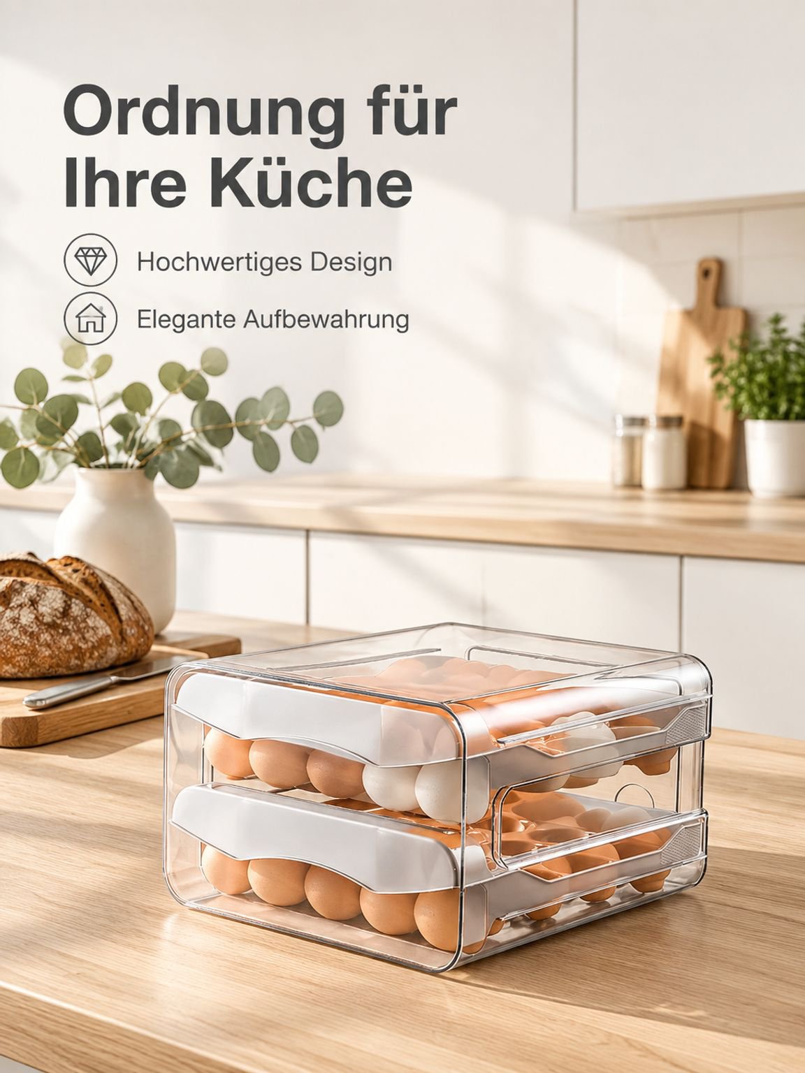 Eier-Aufbewahrungsbox mit 32 Fächern zur optimalen Kühlschrankorganisation