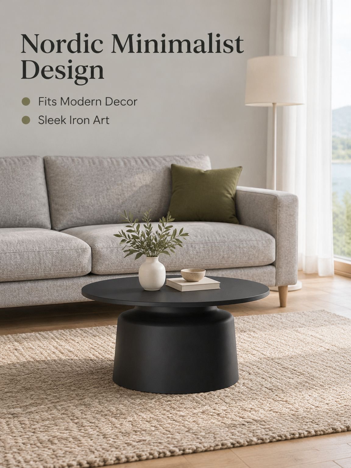 Cream-style coffee table in a modern living room
