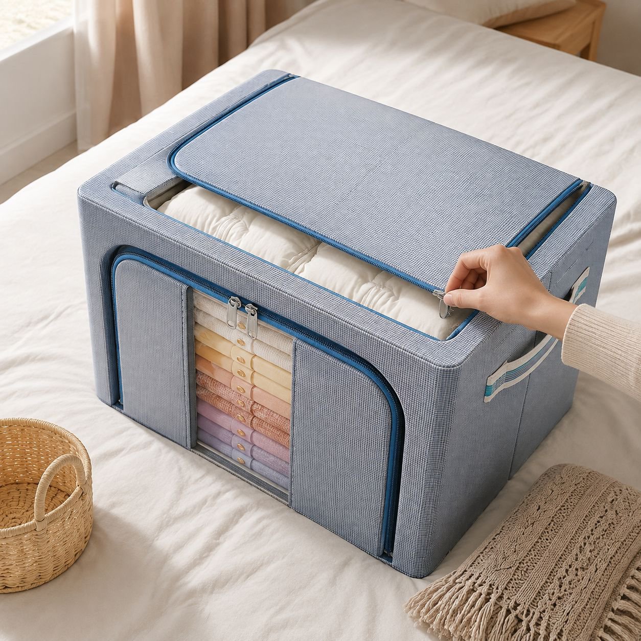 Easy-to-store foldable storage basket