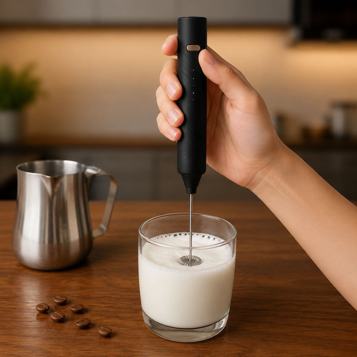Batidor de huevos y espumador de leche multifuncional