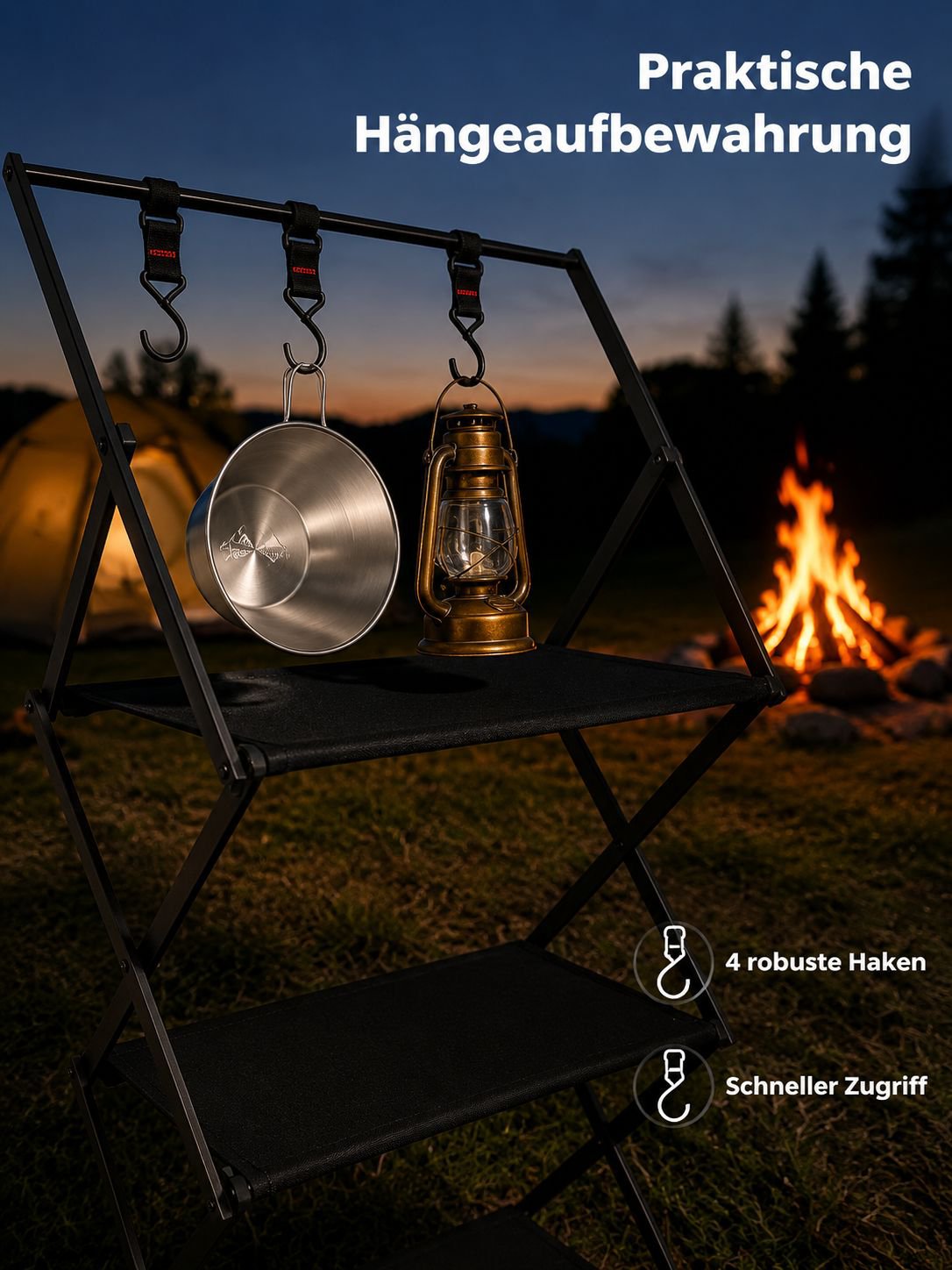 Faltbares Outdoor-Regal für Campingausrüstung