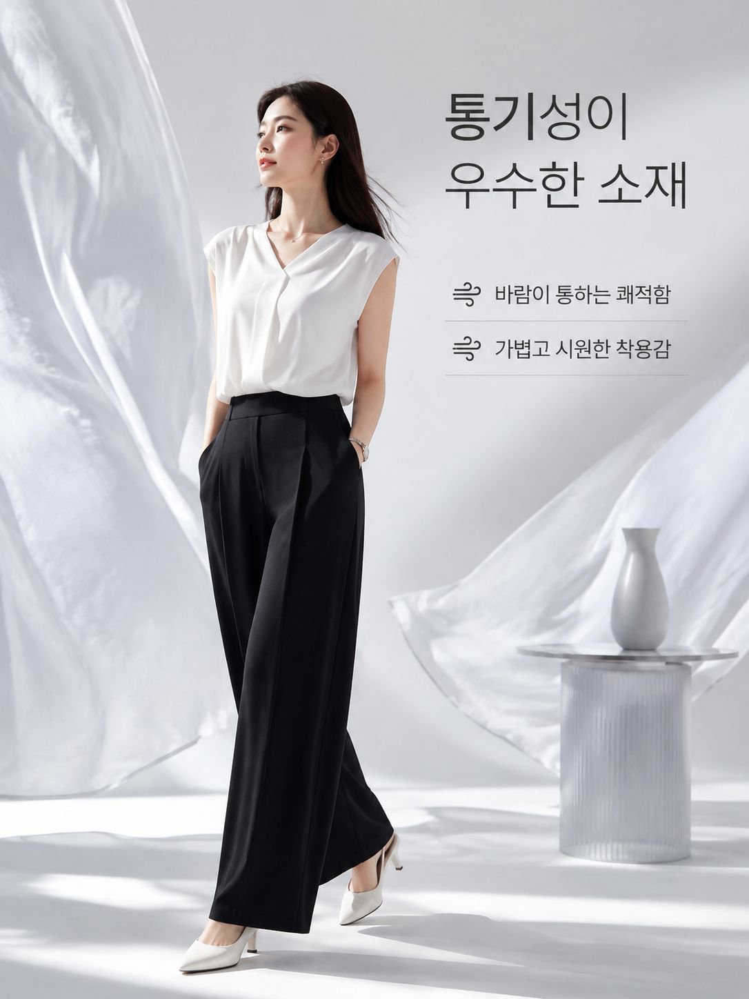 소프트 터치 여성용 통기성 슬랙스