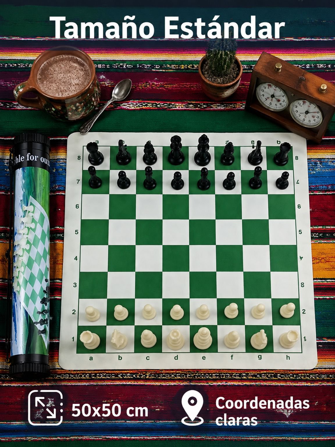 Juego de ajedrez tipo cubo portátil y plegable  con un tablero de ajedrez de cuero
