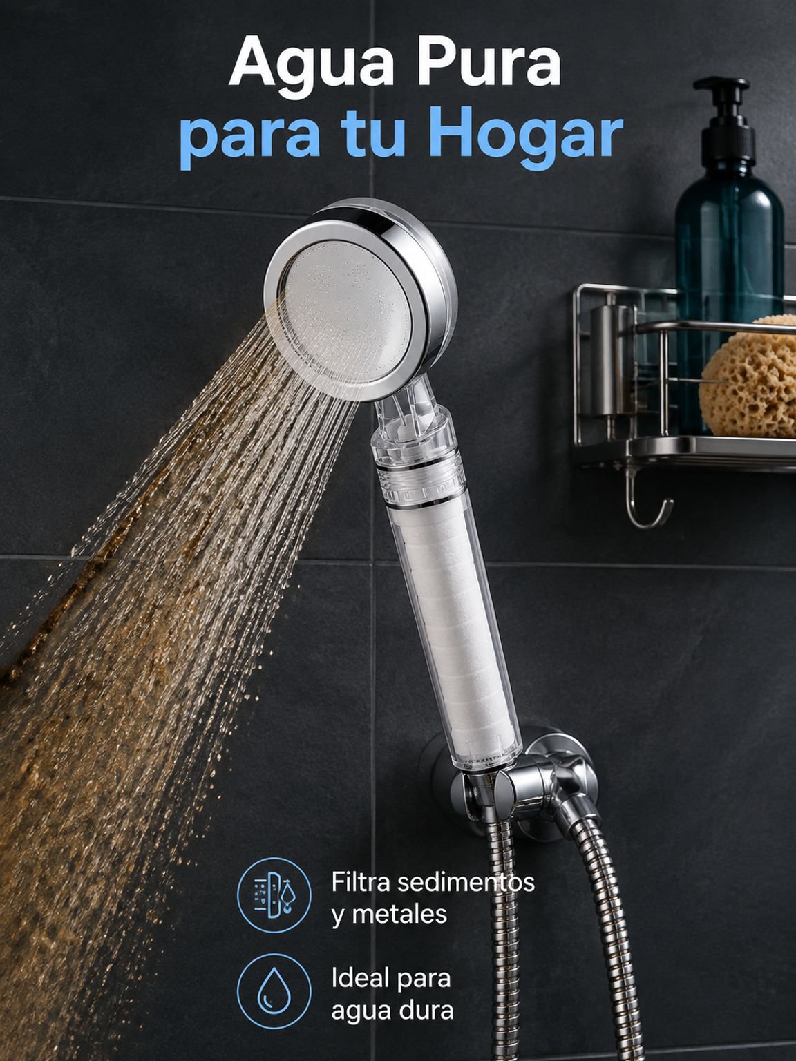 Regadera con filtro y presión mejorada