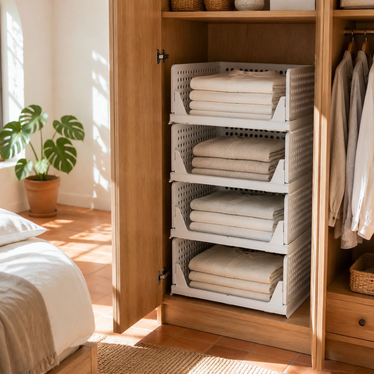 Cesta de almacenamiento plegable para dormitorio