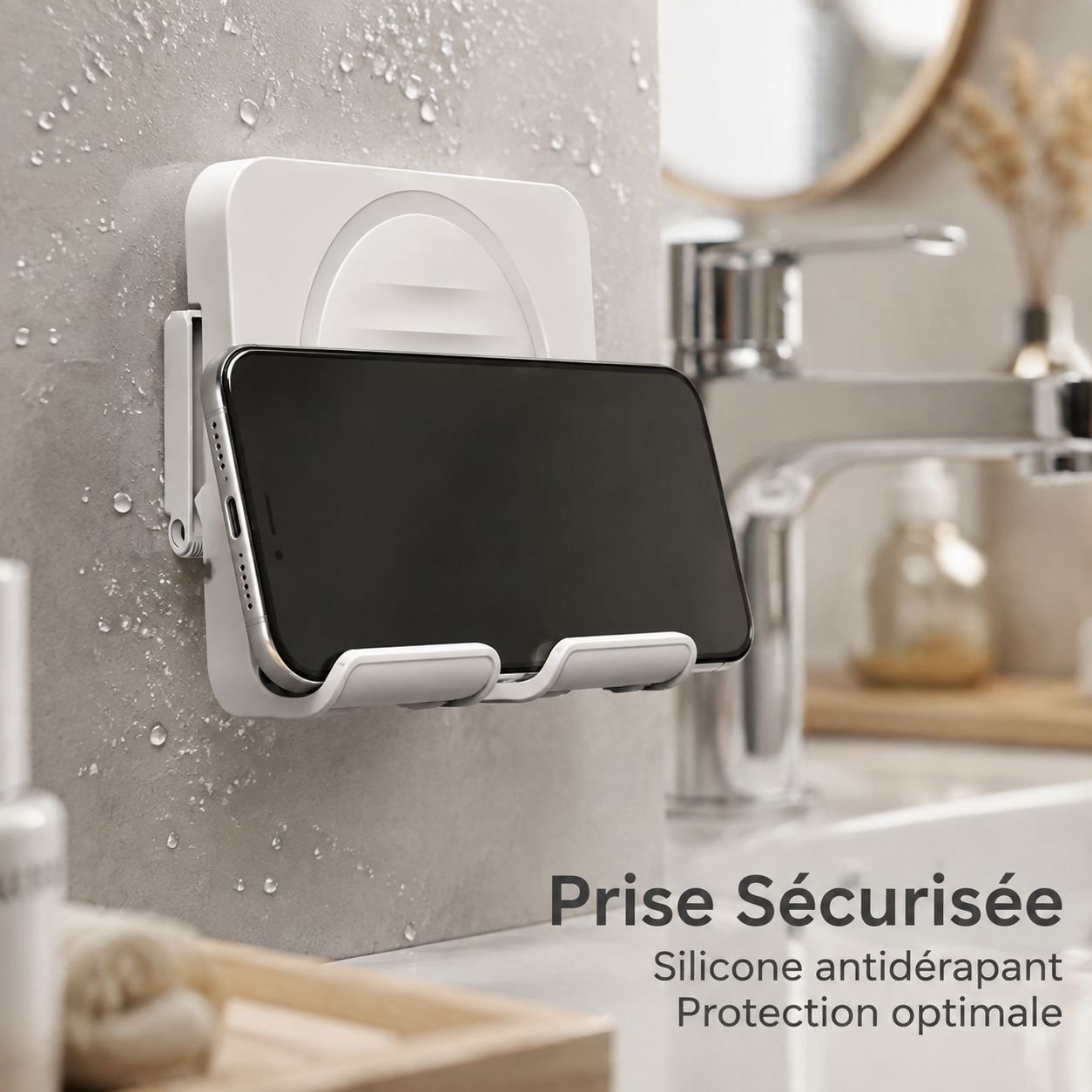 Support mural pour téléphone portable pour salle de bain