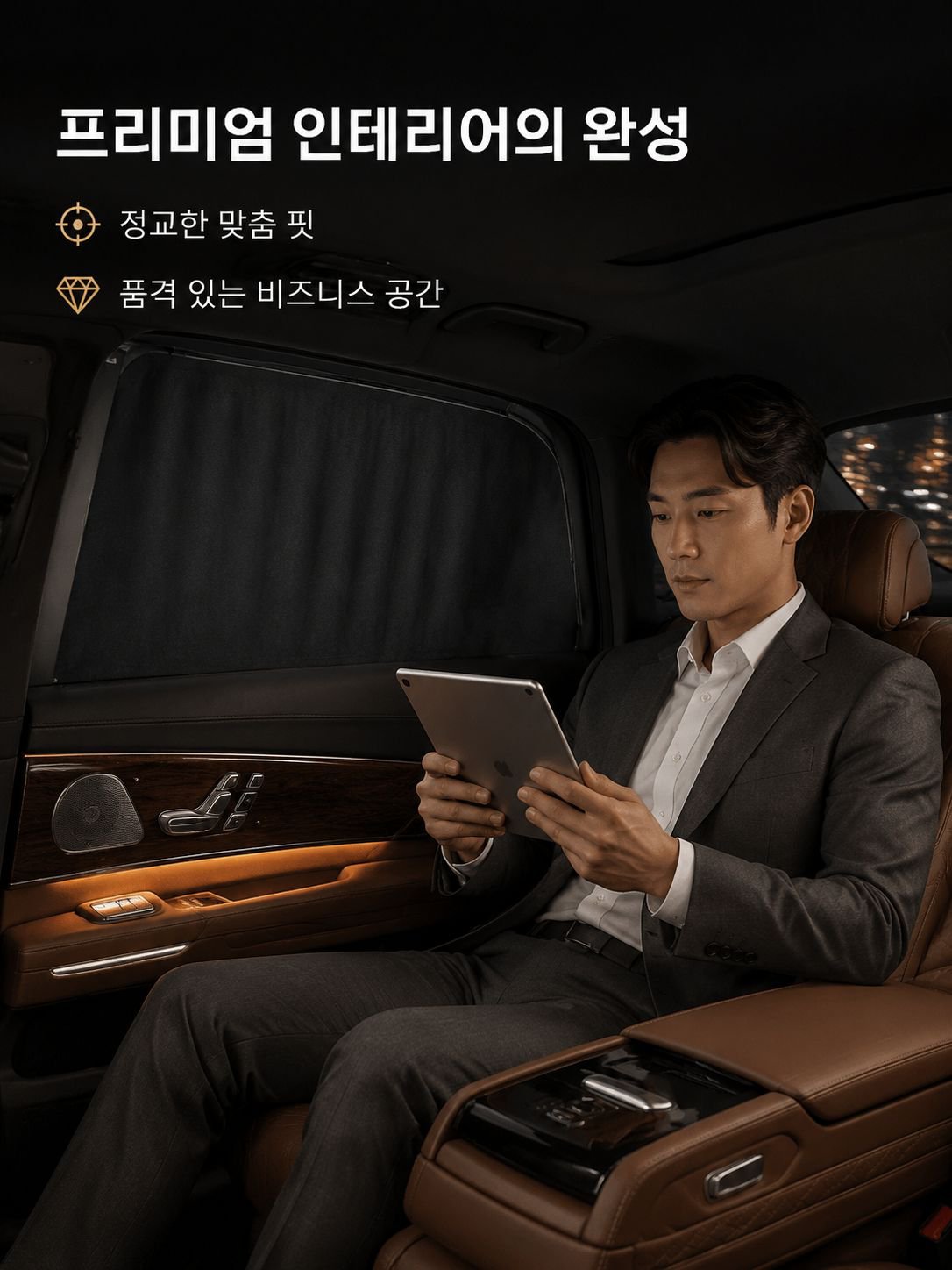 자동차 뒷좌석 측면 커튼 레일형 햇빛가리개