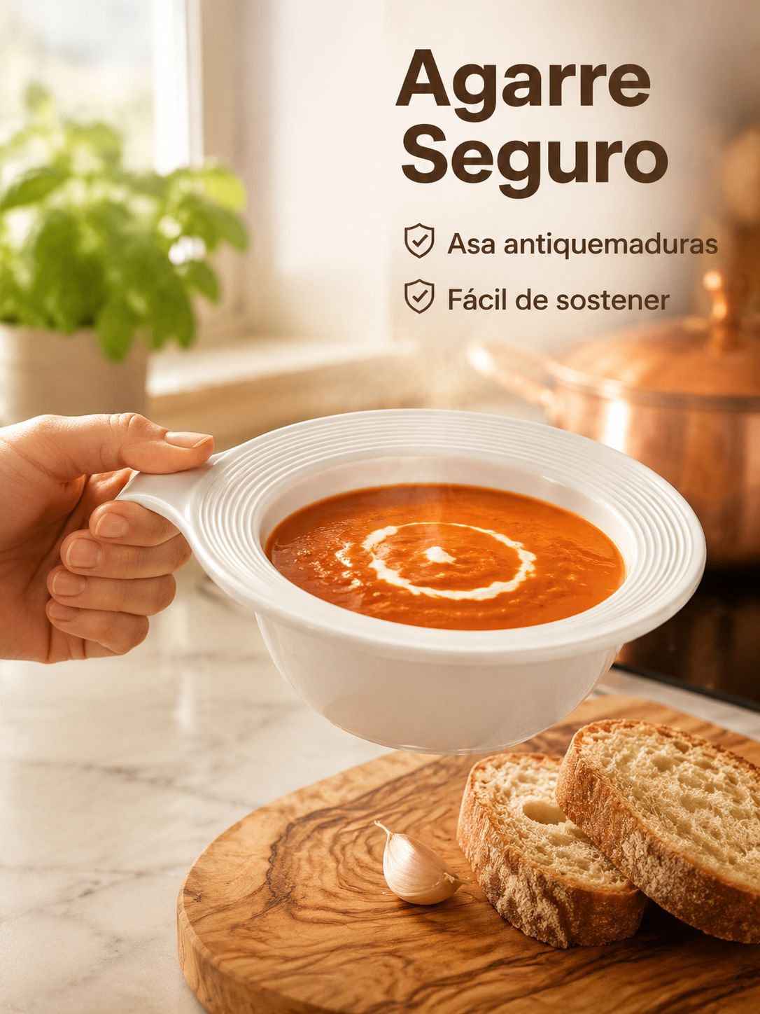 Bol de cerámica hondo de gran capacidad