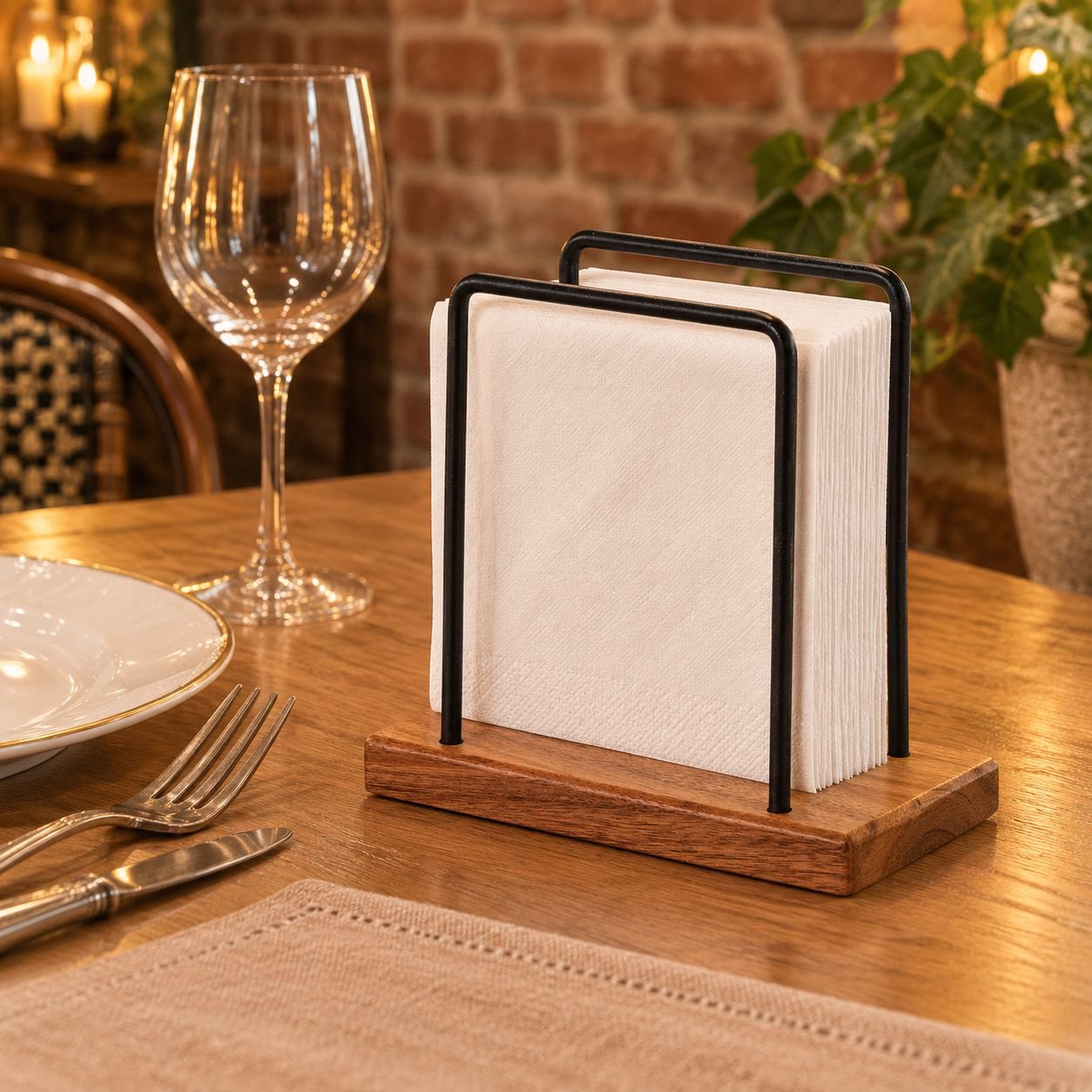 Rangement pour serviettes de table en bois pour restaurant