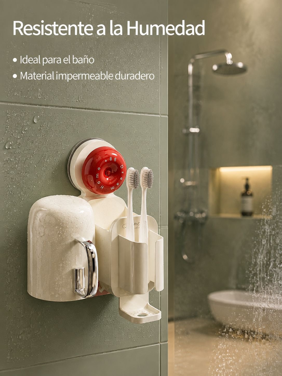 Soporte de cepillos de dientes con ventosa de estilo elegante