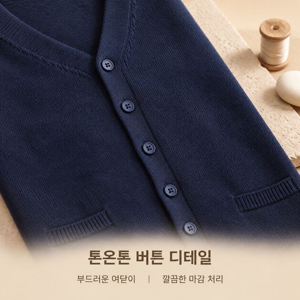 여성용 프레피 스타일 긴팔 V넥 니트 가디건