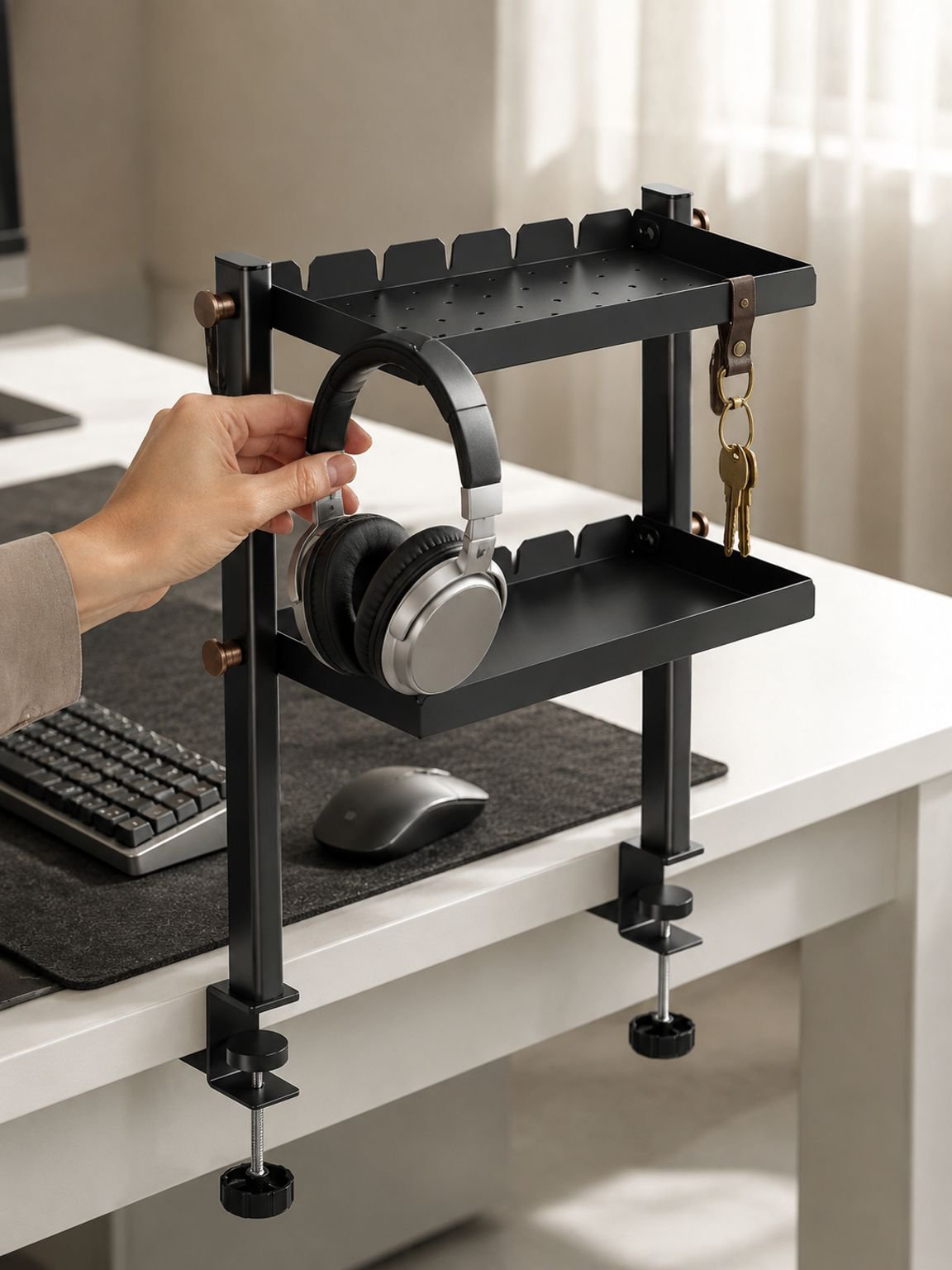 Double-layer shelf for organizing office supplies