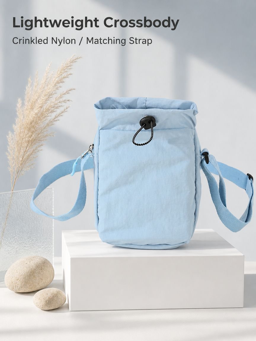 Portable Drawstring Phone Bag, Lightweight Leisure Crossbody Bag, Special for Hiking and Trekking