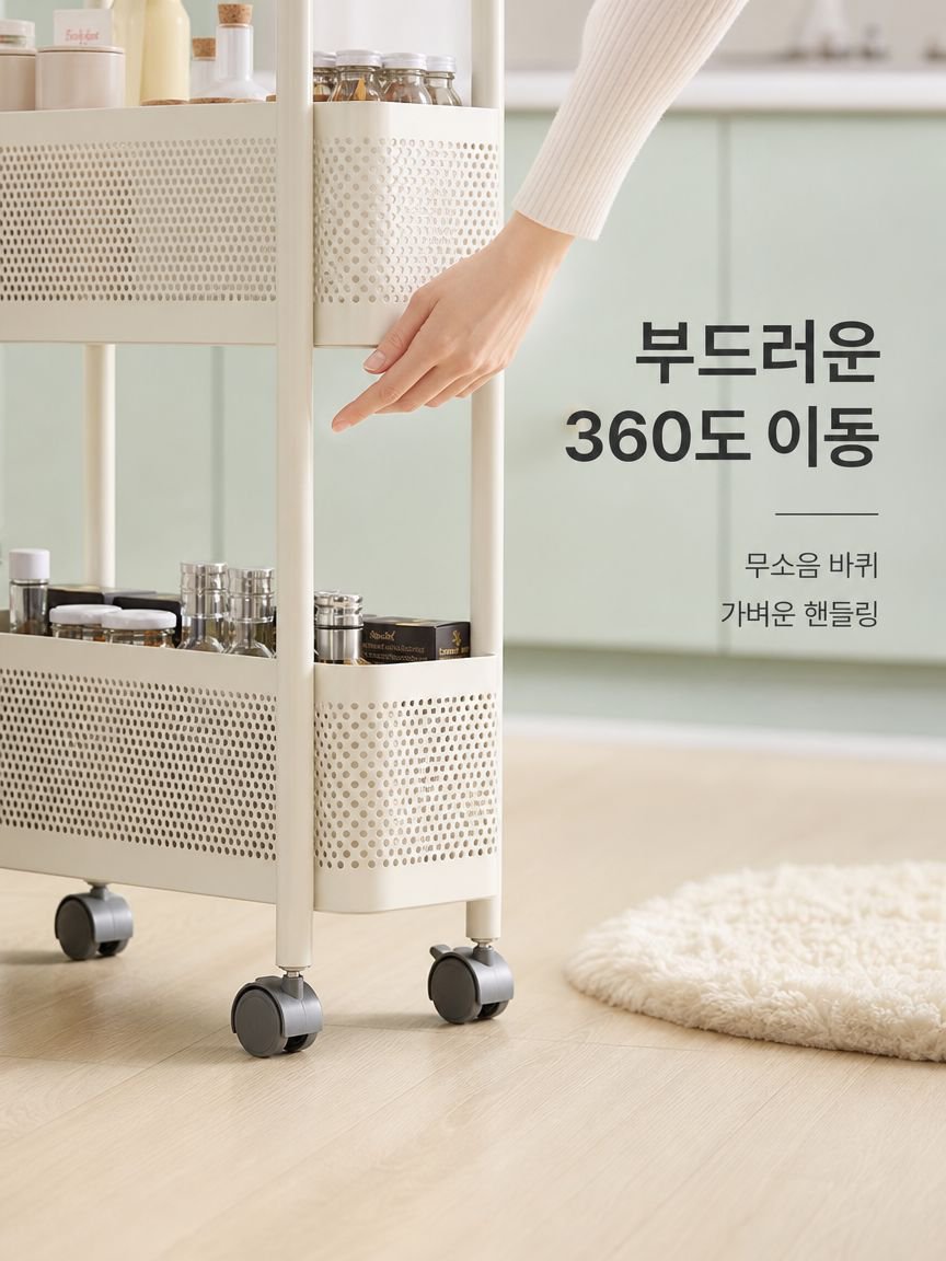 선반 틈새 주방 다용도 냉장고 틈새 수납장 야채 바구니 좁은 화장실 이동 카트