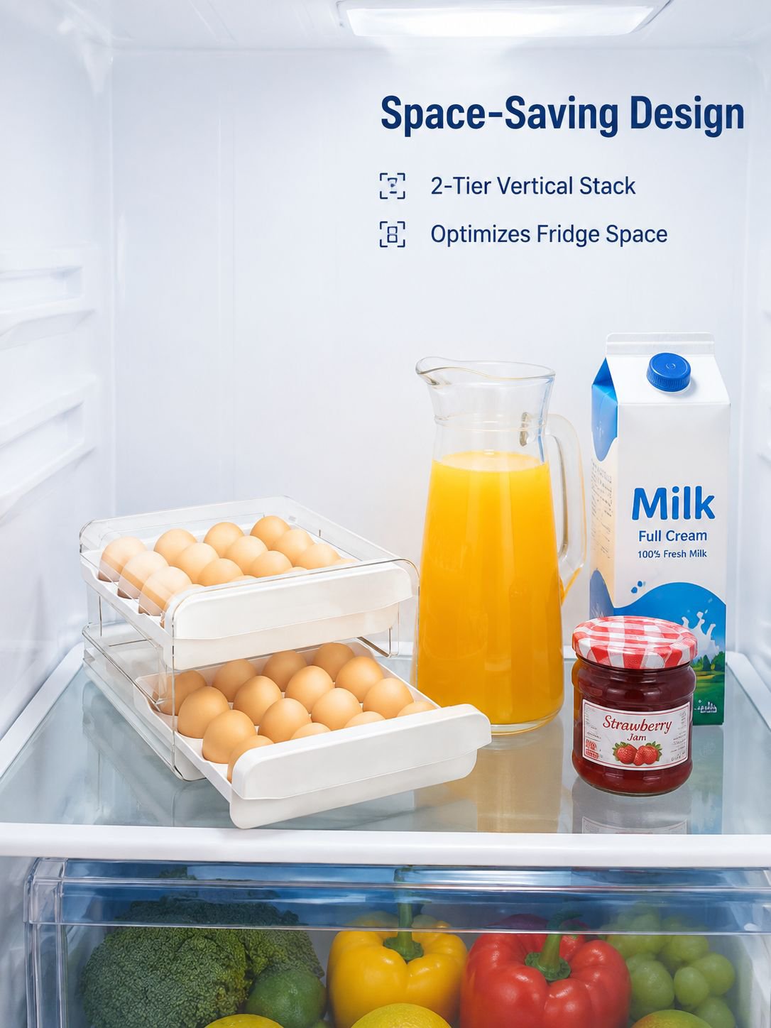 Space-Saving Egg Container for Refrigerator