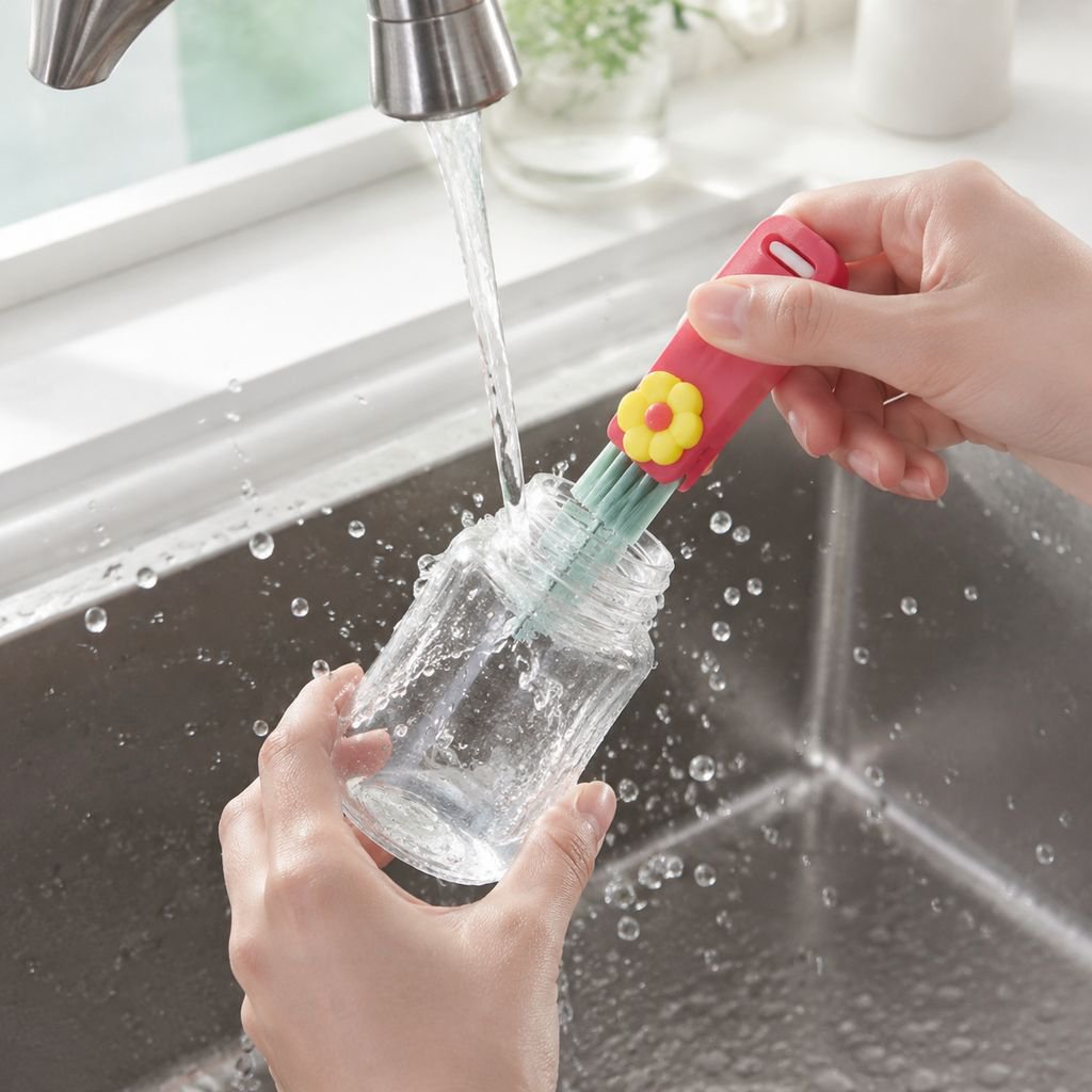 Multi-functional Petal Cup Lid Cleaning Brush for Baby Bottles and Cups