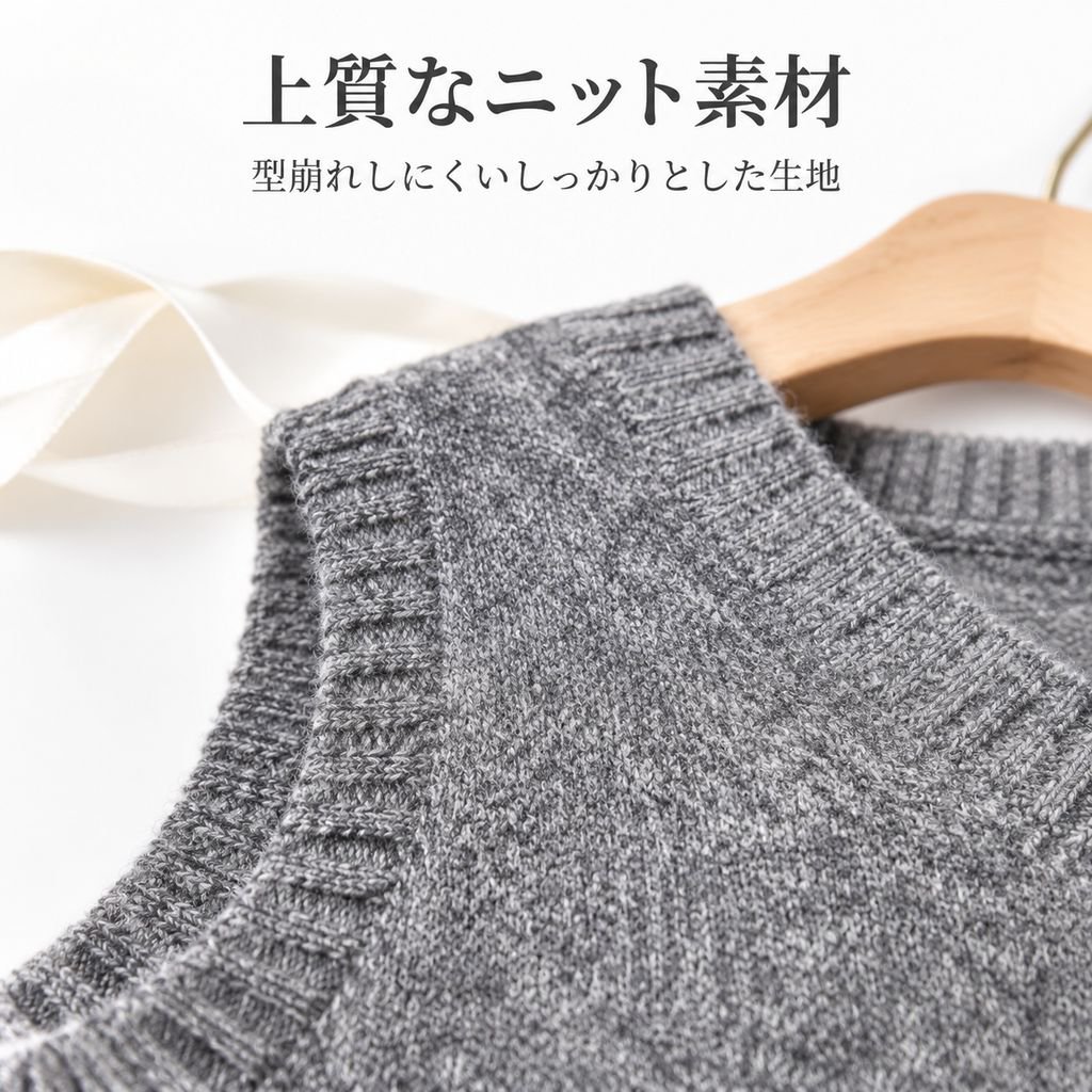 グレー スクールスタイル ニットベスト レディース 秋冬 重ね着 シャツセット