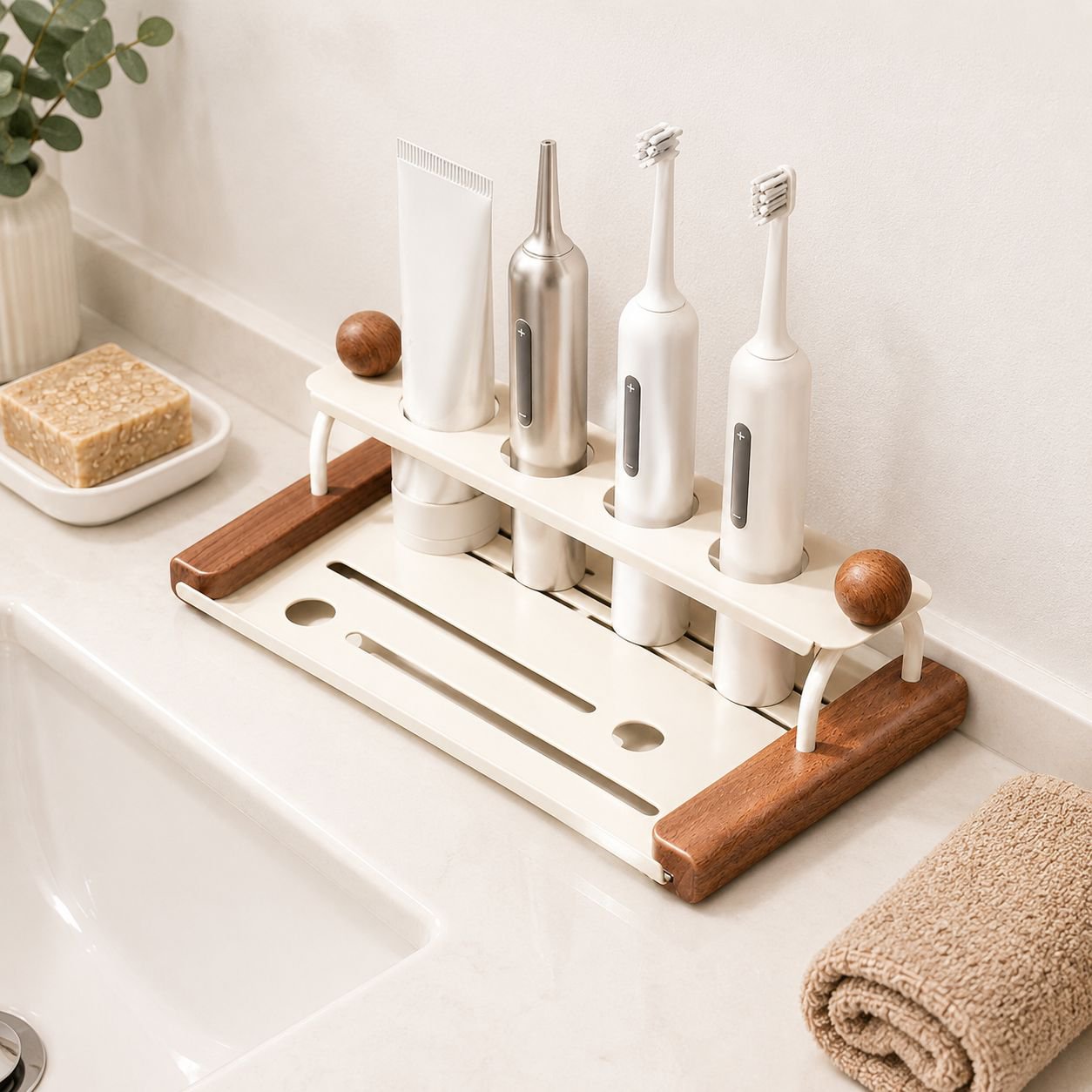 Vintage Style Toothbrush Holder/Rinse Cup Organizer for Bathroom Vanity Tabletop