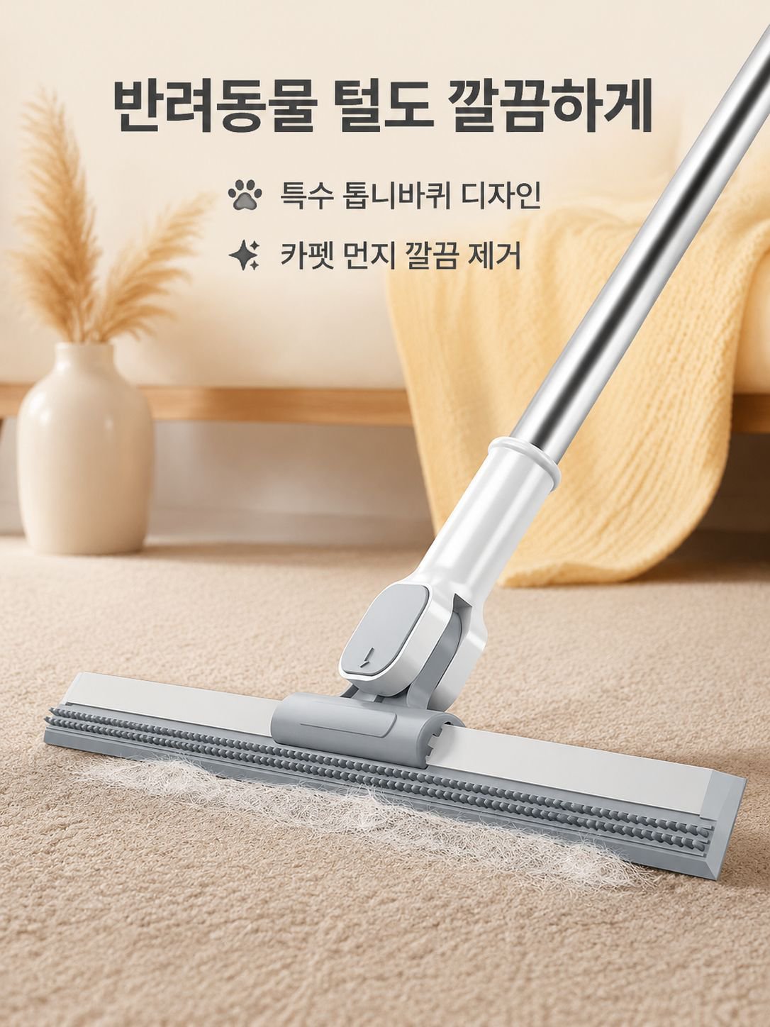 머리카락과 먼지를 효과적으로 제거하는 실리콘 빗자루