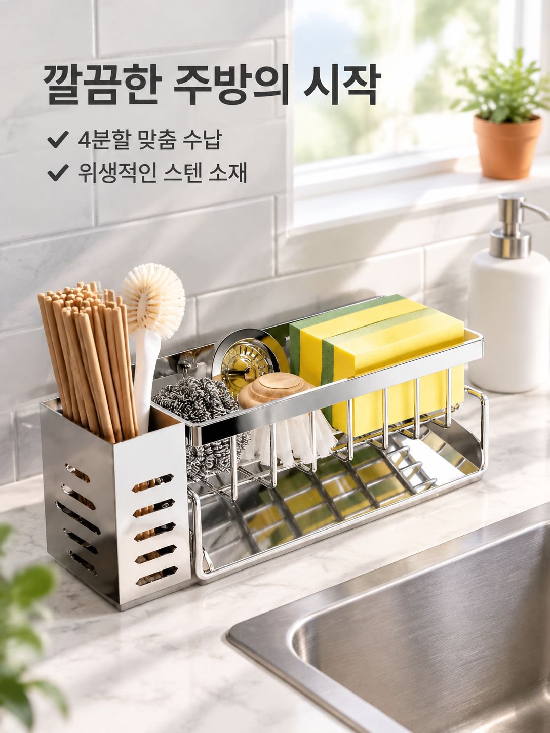 주방 싱크대 정리용 랙