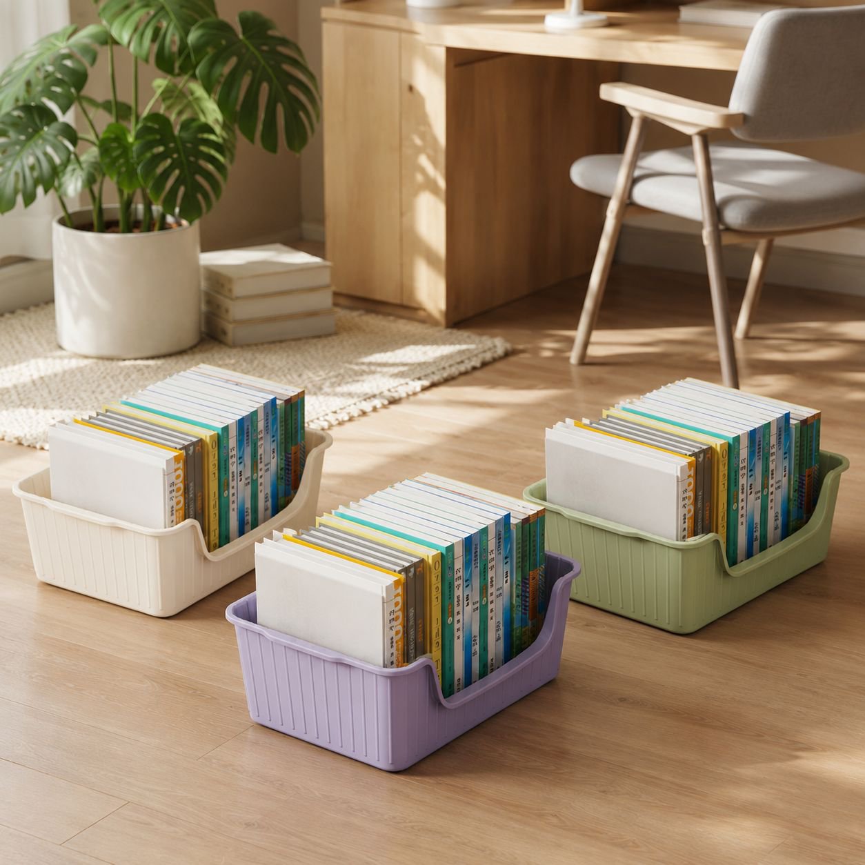 Caja de almacenamiento de libros móvil con ruedas para estudiantes