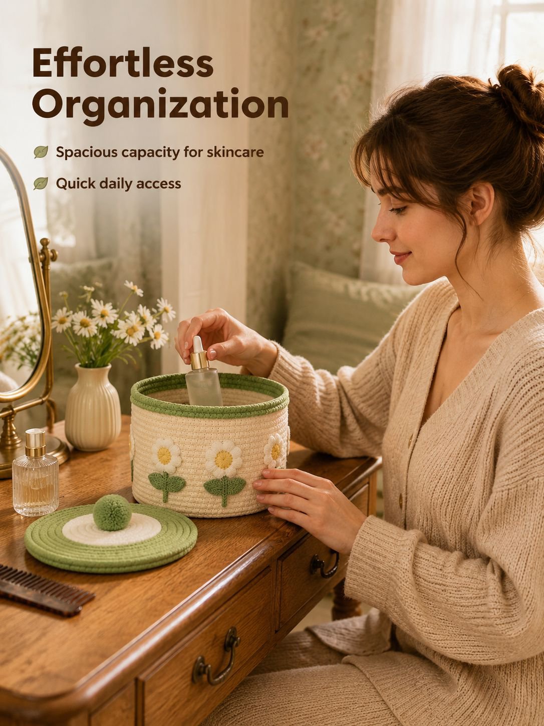 Lidded Cotton Woven Storage Basket