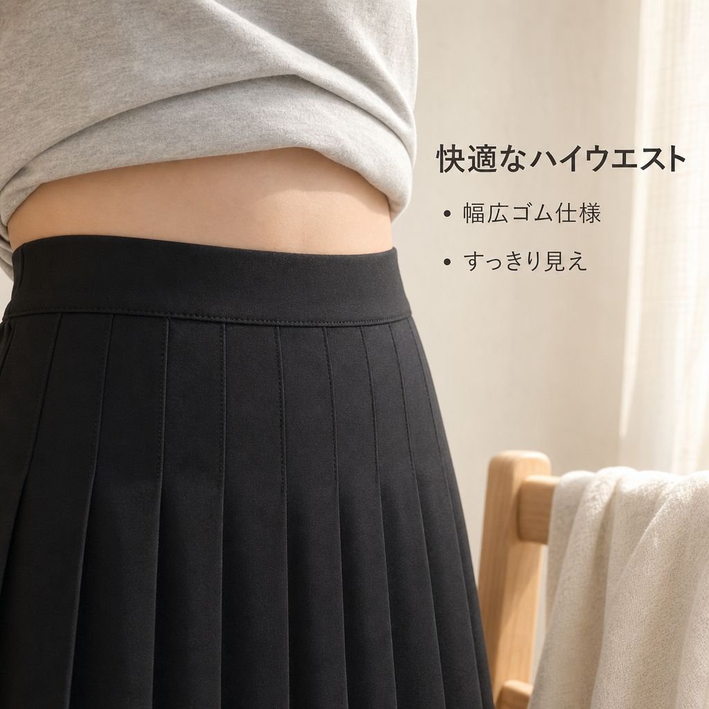 女性用 大きいサイズ プリーツゴルフウェア スカートパンツ ブラック