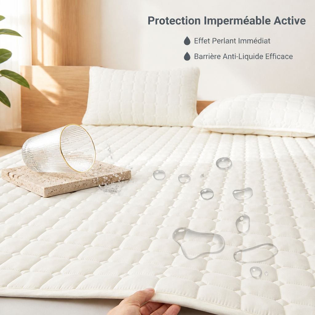 Protège-Matelas Imperméable Matelassé Fibre de Soja Alèse