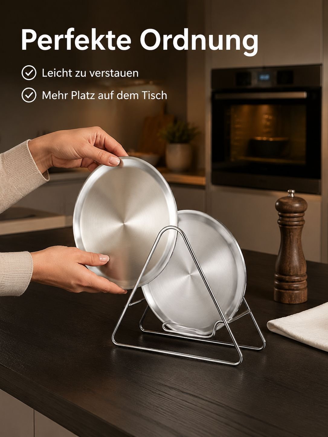 Luxuriöse Knochenspuckerplatte aus Edelstahl