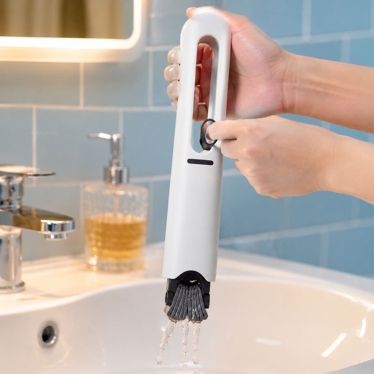 Mini Sponge Mop, Absorbent, Handheld, No-Hand-Wash, Desktop & Bathroom Use