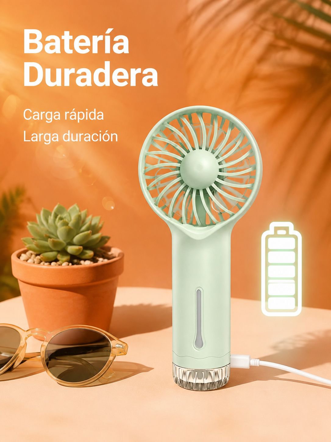 Ventilador de mano portátil mini, recargable, ideal para exteriores